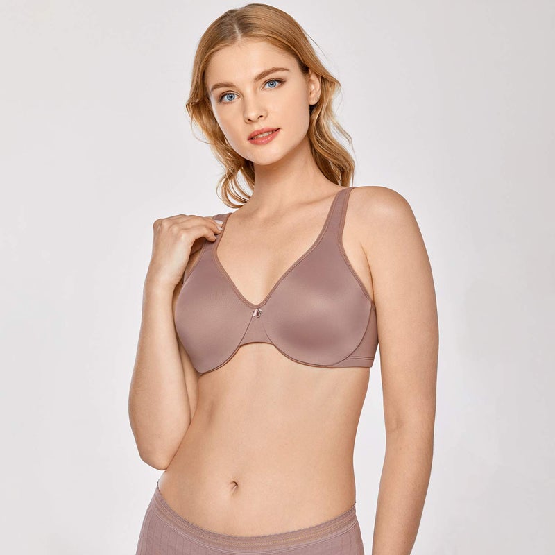 DELIMIRA Women's Minimizer Bra Plus Size Underwire Smooth Full Coverage Seamless Bras Mochaccino 40D - Image 4